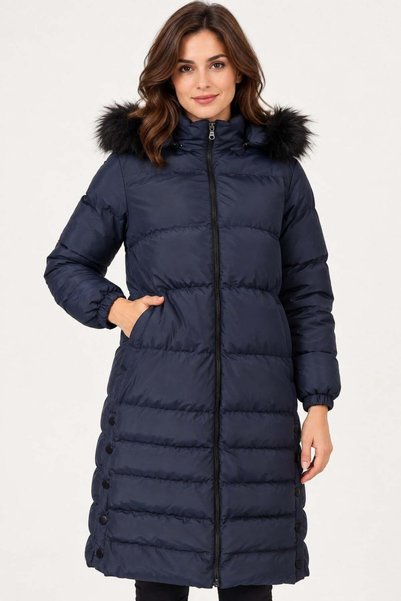 Dewberry Women's Coat Navy Blue Z9740