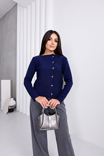 For Angels Cardigan cu nasturi în zig-zag cu model stea de mare