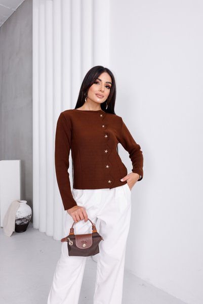For Angels Cardigan cu nasturi în zig-zag cu model stea de mare