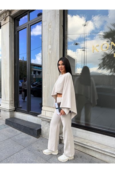 EYLANA Selani̇k Free Sleeve Poncho+Pocketed Pants Set