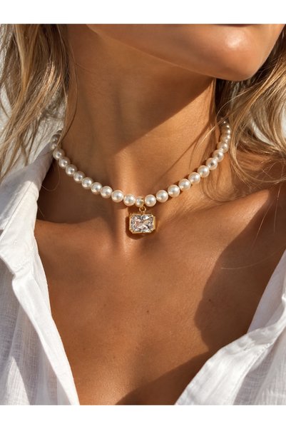 Rossetto Atelier Tropez Glass Pearl Choker Necklace
