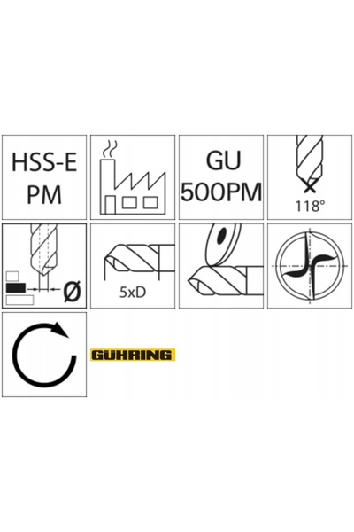 NO BRAND Burghiu Krete WN HSSE-PM TiAlN 5xd 11,6 mm Gühring