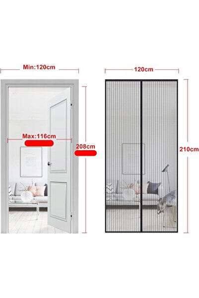 NO BRAND Plasă magnetică anti-țânțari pentru ușă 120 x 210 cm Plasă anti-inse...