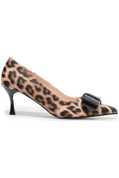 Catwalk Leopar Desenli Topuklu Ayakkabı