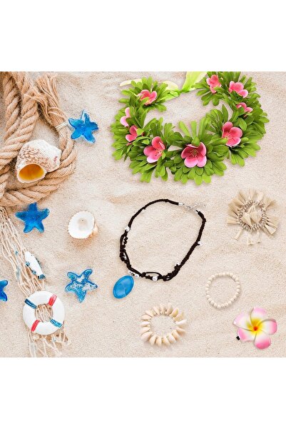 NO BRAND ACCESORII HAWAIANE BRĂȚARĂ CU LANȚ CLIP CU FLORI MĂRGELE COCHILII