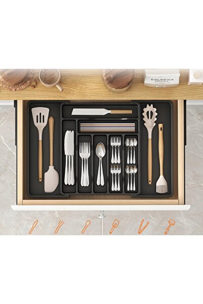 NO BRAND Organizator sertar, tavă pentru tacâmuri, lățime reglabilă 33cm-57cm...