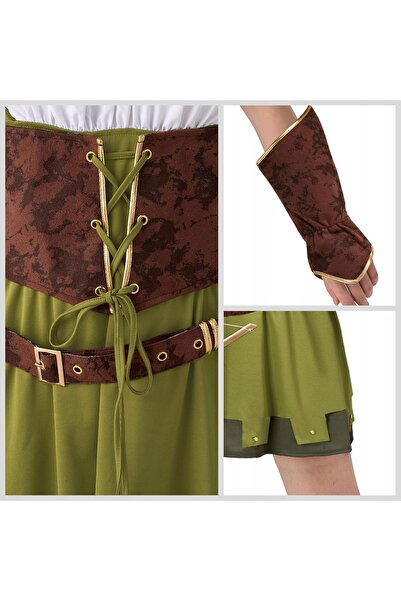 NO BRAND Costum Robin Hood de damă, set cu pelerină și glugă, pentru cosplay ...