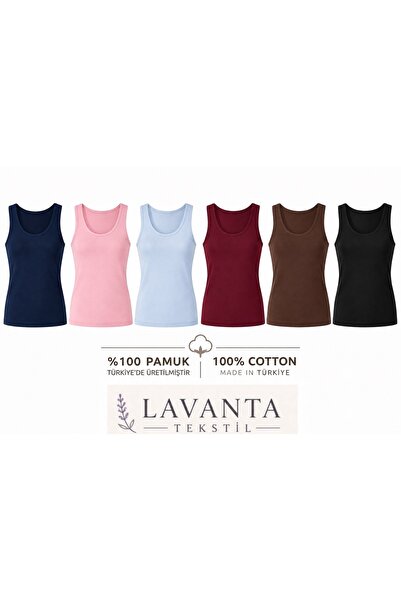 Lavanta Tekstil Γυναικείο Σετ Αθλητικών Εσωρούχων 6 Τεμαχίων με Λαιμόκοψη U σ...