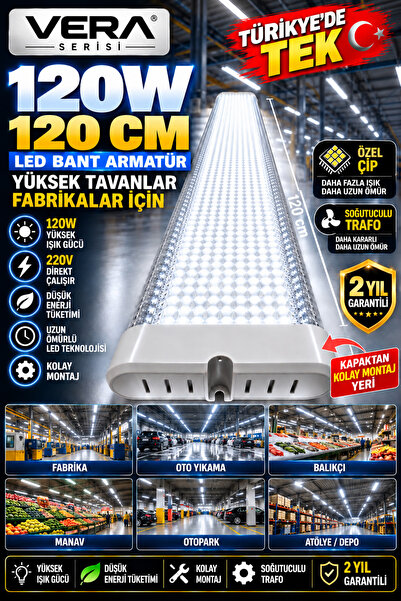 LED PAZARI 5 ADET 120W 120 CM VERA SERİSİ LED BANT ARMATÜR – YÜKSEK IŞIK – ÖZ...