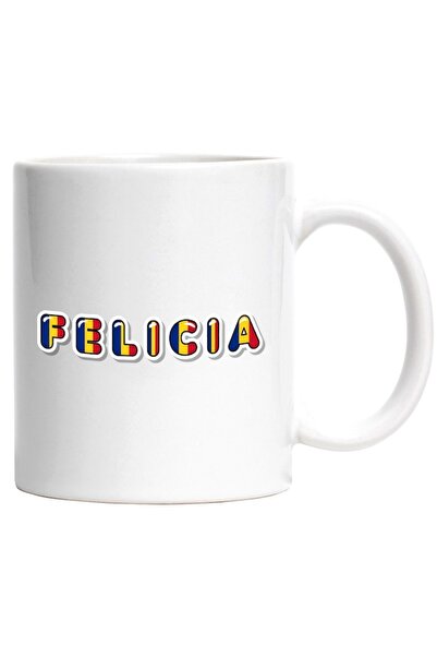 INOVATIX Cana alba personalizata,Numele Felicia,Romania,Suporter,Steagul Roma...