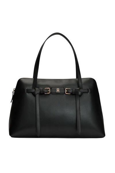 Tommy Hilfiger Γυναικεία Buckle Tote Τσάντα Μαύρη AW0AW19032-BDS