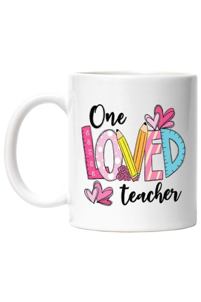 INOVATIX Personalized white mug, One loved teacher, school, pupils, students,...