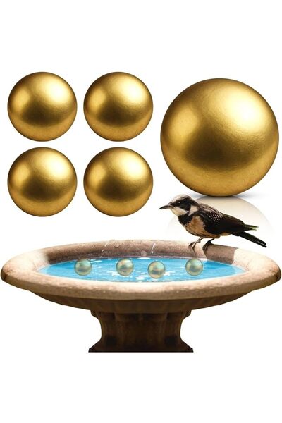 TERRIFI Bird Bath Water Purification Spheres, 4 Pcs Brass Copper Balls for Ou...