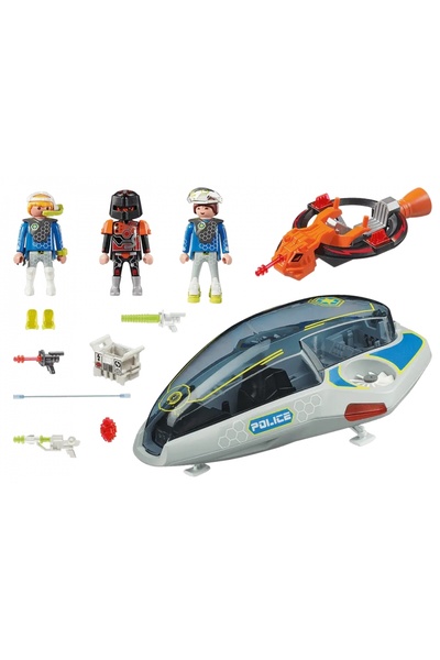 Playmobil GALAXY POLICE 70019 Set avion poliție cu planor pentru copii +5 ani
