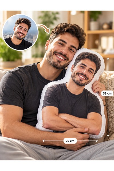 Kişiye Özel Fotoğraflı Şekilli Yastık – Erkeğe Özel Hediye