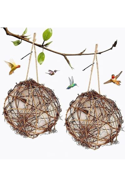 LinJie Bird Nesting Material,2 Pcs Globes Hanging Nest Material Holders,Natur...