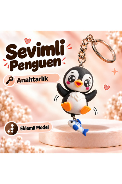 Sevimli Penguen Eklemli Anahtarlık