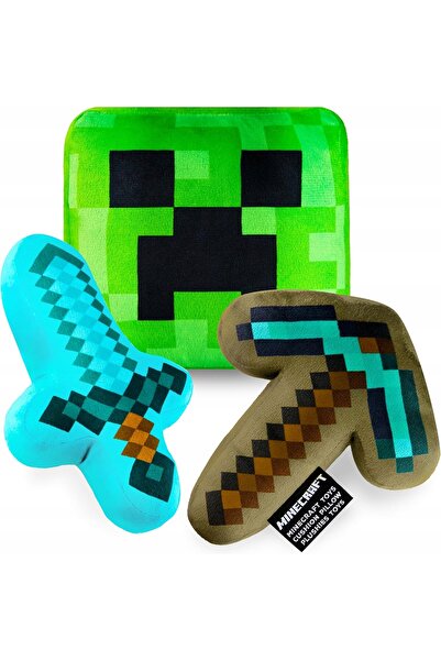 NO BRAND MINECRAFT SET DE 3 JUCĂRII DE PLUȘ MASCOTE: CREEPER, TĂIȘ ȘI SABIE P...