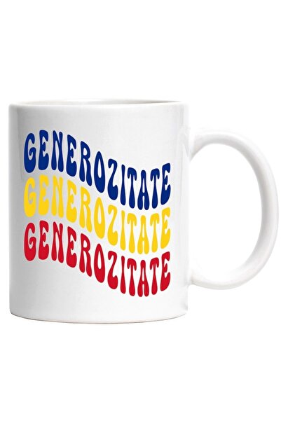 INOVATIX Personalized white mug, The word Generosity, in the colors of the Ro...