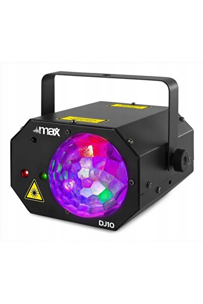 Max Lumină laser de petrecere cu efect de proiector dublu LED + laser roșu-ve...