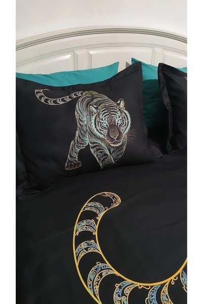 AYBERK HOME TEXTİLE Asi̇l Kaplan 5D Printed Cotton Double Duvet Cover Set with 6 Pieces of Fitted Sheets