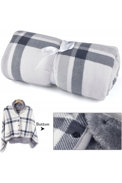 NO BRAND Pătură tip șal din fleece polar cu mâneci, moale, 100x140