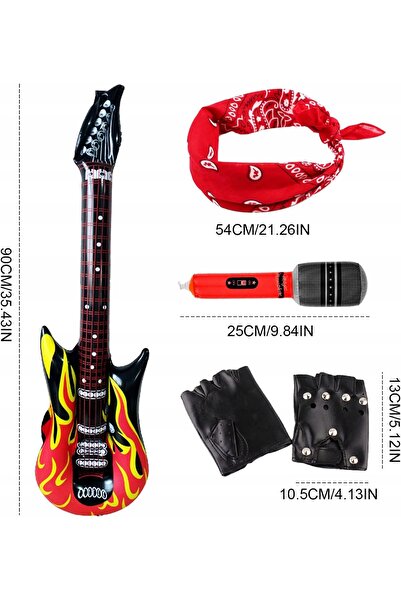 NO BRAND Costum Rockman Set Rockman Chitară Rockman Microfon Mănuși Bandană