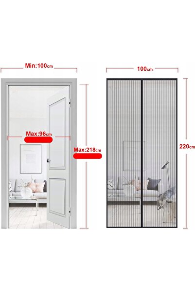 NO BRAND Plasă magnetică anti-țânțari pentru ușă 100 x 220cm Plasă anti-insec...