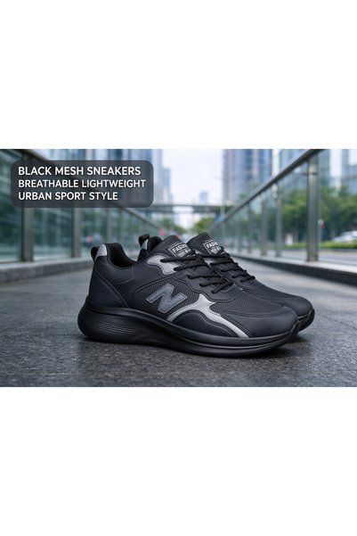 huanhuiwa Trendy men's casual sports shoes breathable mesh lace-up jogging sh...