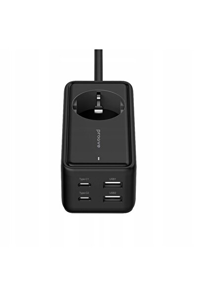 NO BRAND Prelungitor cu protecție la supratensiune, 2x USB, 2x TYPE-C, 1.5m, 65W