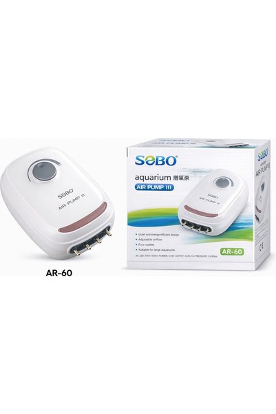 Sobo AR-60 Sessiz Ayarlanabilir Hava Motoru 8W 4 Çıkışlı Akvaryum İçin 4x3.5 L/min Güçlü