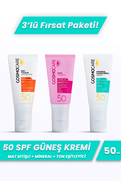 Dry Touch Mineral ve Pink Touch SPF50 PA++++ Güneş Kremi Seti 3'lü Paket 50 ml