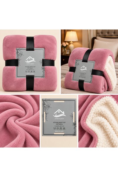 Afkar Albayet Nefir Premium Double-Sided Winter Blanket 220X240 cm | Velvet S...