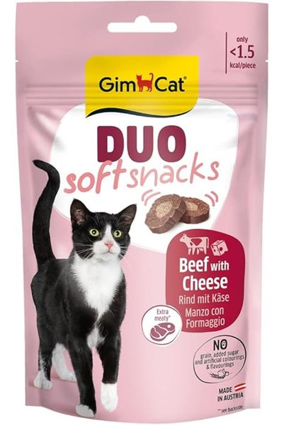 Gimcat Duo Soft Snacks Sığır Etli ve Peynirli Yumuşak Kedi Ödülü 50gr