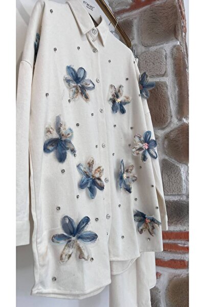 EB SCARF Floral Detailed Linen Two-Piece Set