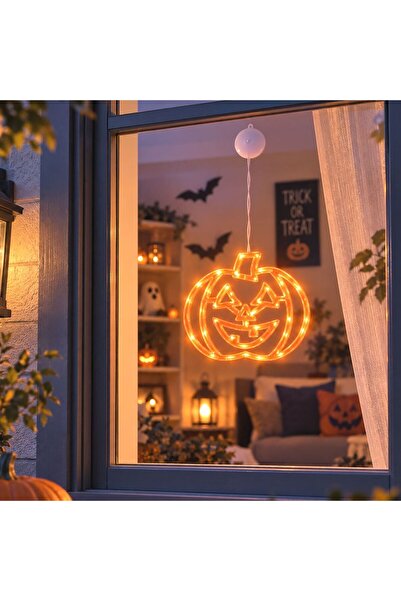 OEM Hanging Halloween Pumpkin with 16 Orange LEDs - 20x18cm