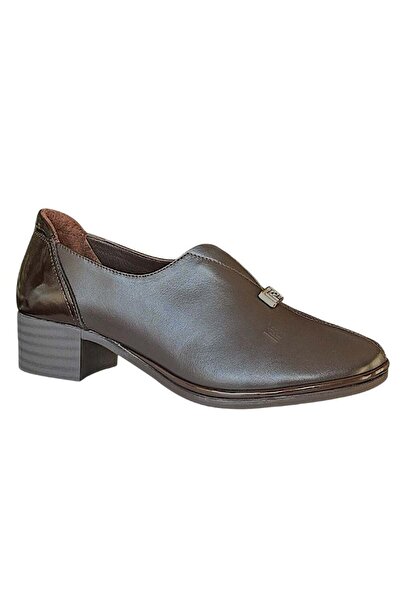 Mammamia D26Ka-7385-B Brown Women's Heeled Leather Shoes
