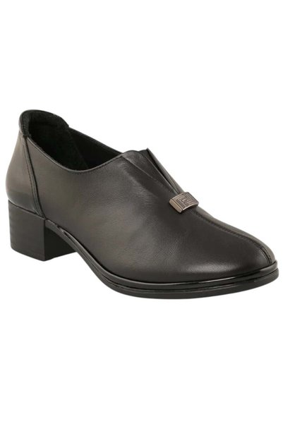 Mammamia D26Ka-7385-B Black Women's Heeled Leather Shoes