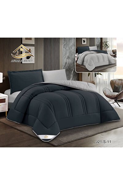 Afkar Albayet 4-Piece Double Sided Plain Duvet Cover – Filled Comforter with ...