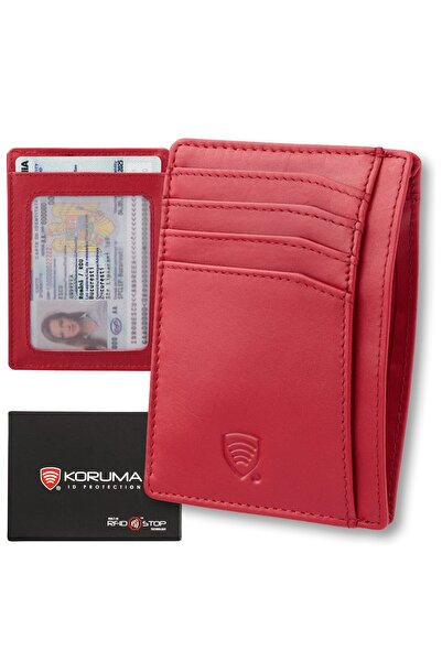KORUMA Portofel ultra subțire pentru femei, cu protecție RFID, din piele natu...