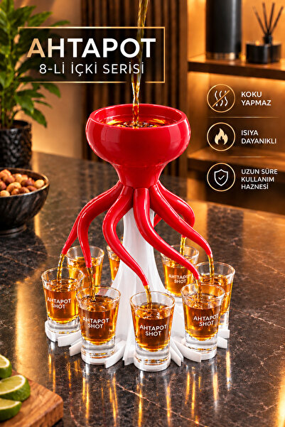 Ahtapot 8’li Bardak Doldurucu – Eğlencenin Merkezi! Kırmızı Beyaz