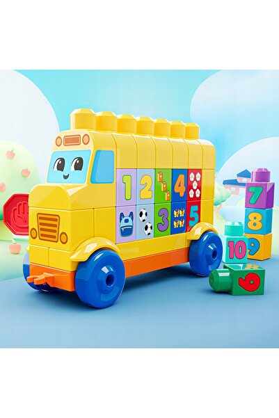 MEGA Set de blocuri de construcție autobuz cu cifre pentru copii mici +18 lun...