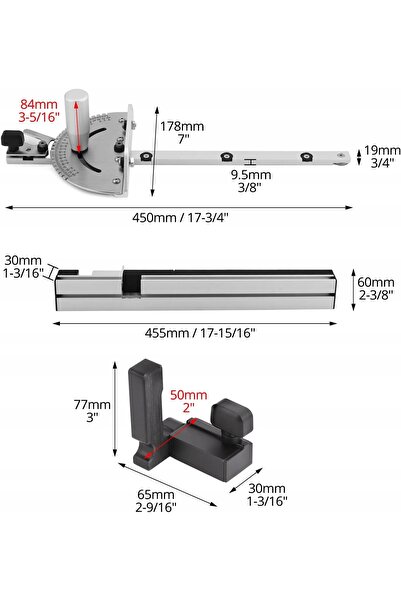 NO BRAND LIMITATOR PENTRU FERĂSTRĂUL DE MASĂ 0-60° INSTRUMENT PENTRU TĂIERE Î...