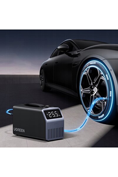 Ugreen Pompă pneumatică pentru anvelope 150 PSI 12V cu HUD LED negru