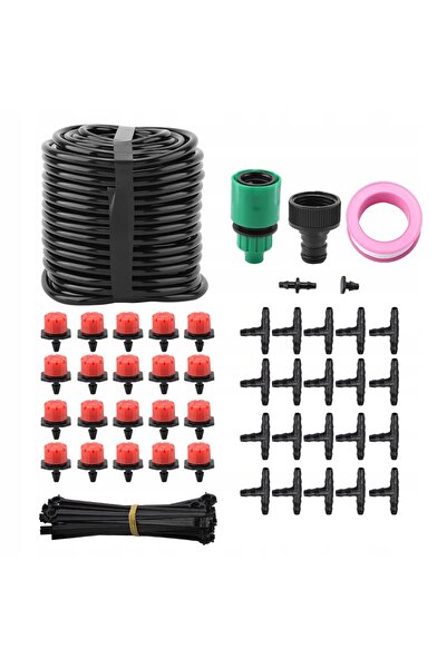 NO BRAND Sistem de irigare prin picurare 2 x 20 m, 220 de elemente, set pentr...