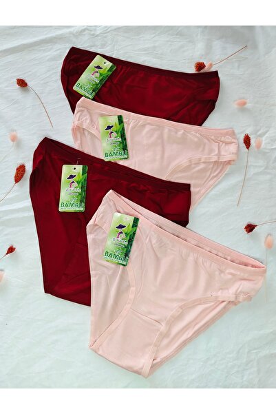 B'YOU life Bamboo Women's Panties 4-Pack in Burgundy & Pink – Soft Textured, ...