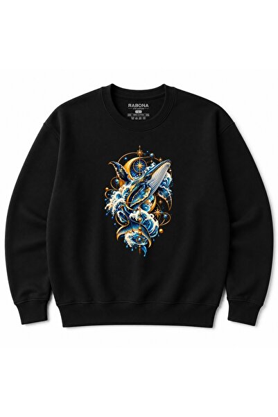 Rabona Fashion Balena Cerească – Hanorac Grafic cu Valuri Oceanice și Cosmos ...