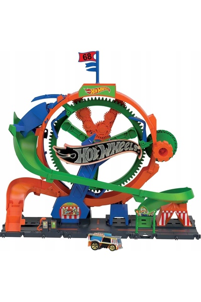 HOT WHEELS Set de șine de tren DEVIL'S MILL cu lumini și sunete