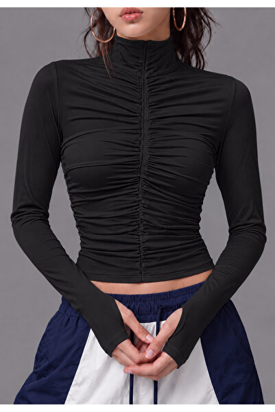 DEEFWEAR Finger-Interlocking Design Lined Cardigan with Zipper