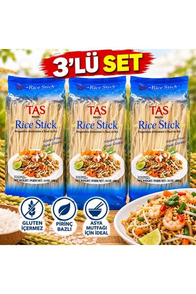 EVREN CO TAS Rice Stick Pirinç Makarnası Glutensiz 3x400 gr